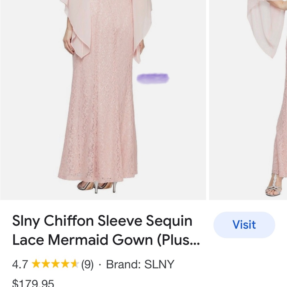 Women’s SLNY Macy’s Size 18W Formal Wedding Dress Gown Faded Rose